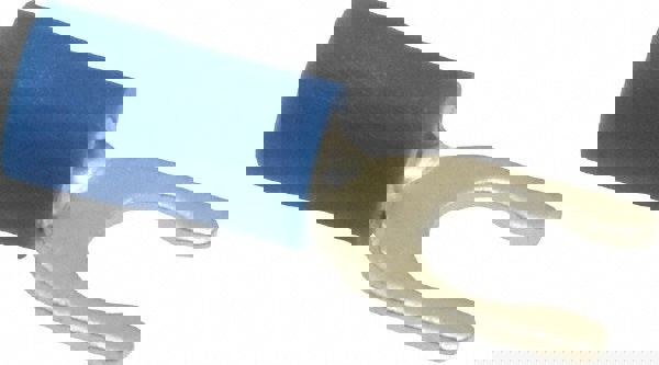 Locking Fork Terminal: Blue, Vinyl, Partially Insulated, #10 Stud, Crimp